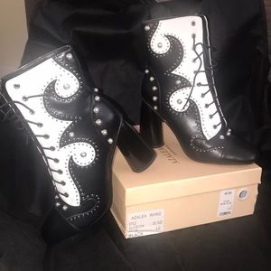 Women’s Black and White embellished booties